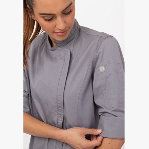 Chef Works Ladies Long Sleeve Chef Coat Jacket In Gray - Picture 1 of 8